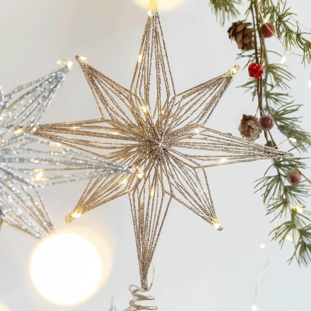 Star Tree Topper - Adorno de árbol de Navidad con