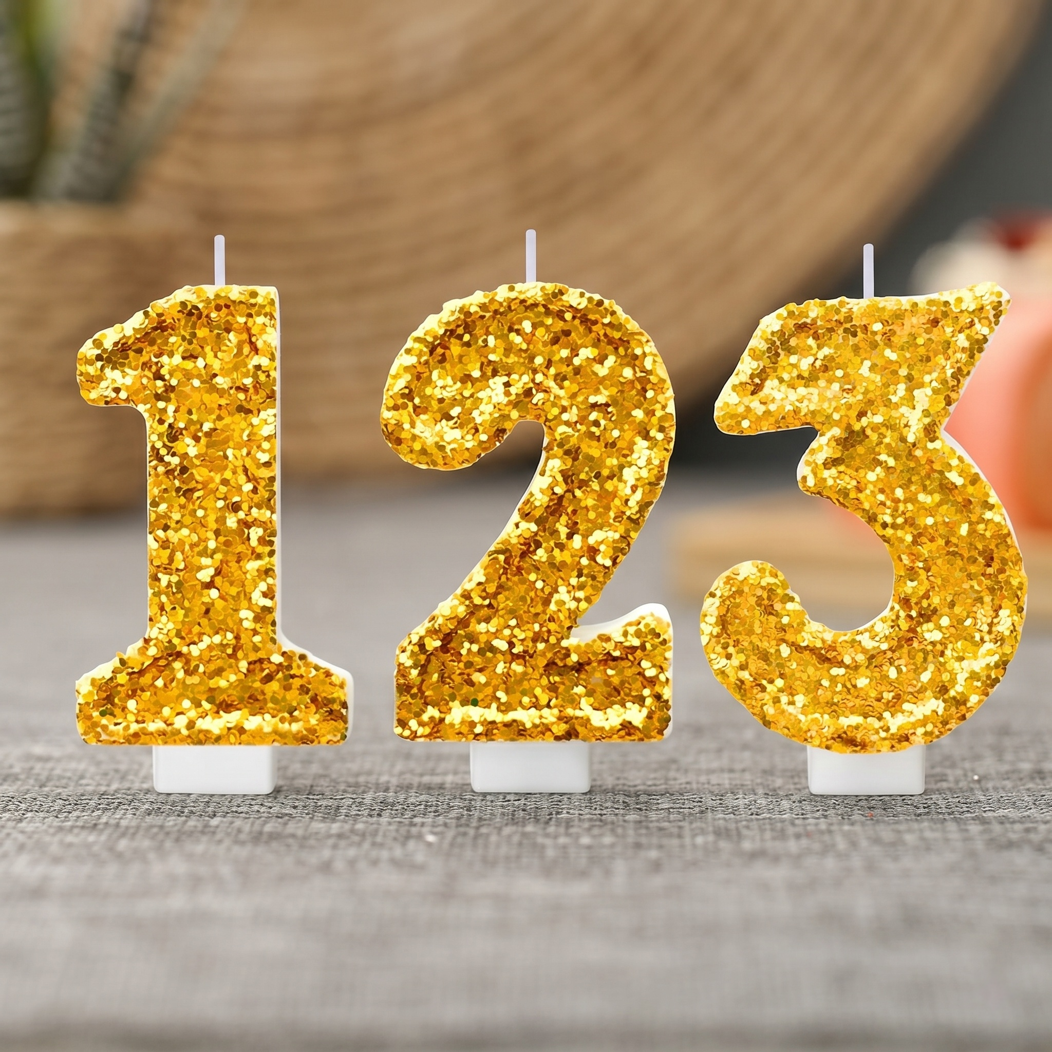 Holiday Candle Set - Vela Digital de Cumpleaños, Color Dorado
