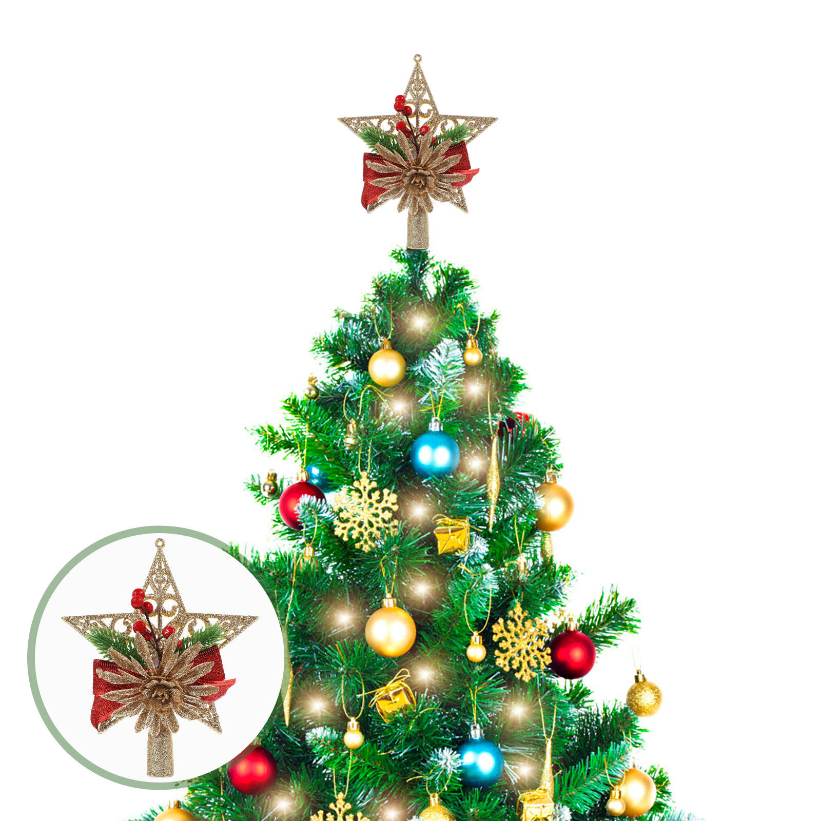 Star Tree Topper - Adorno de Estrella de Cinco Puntas