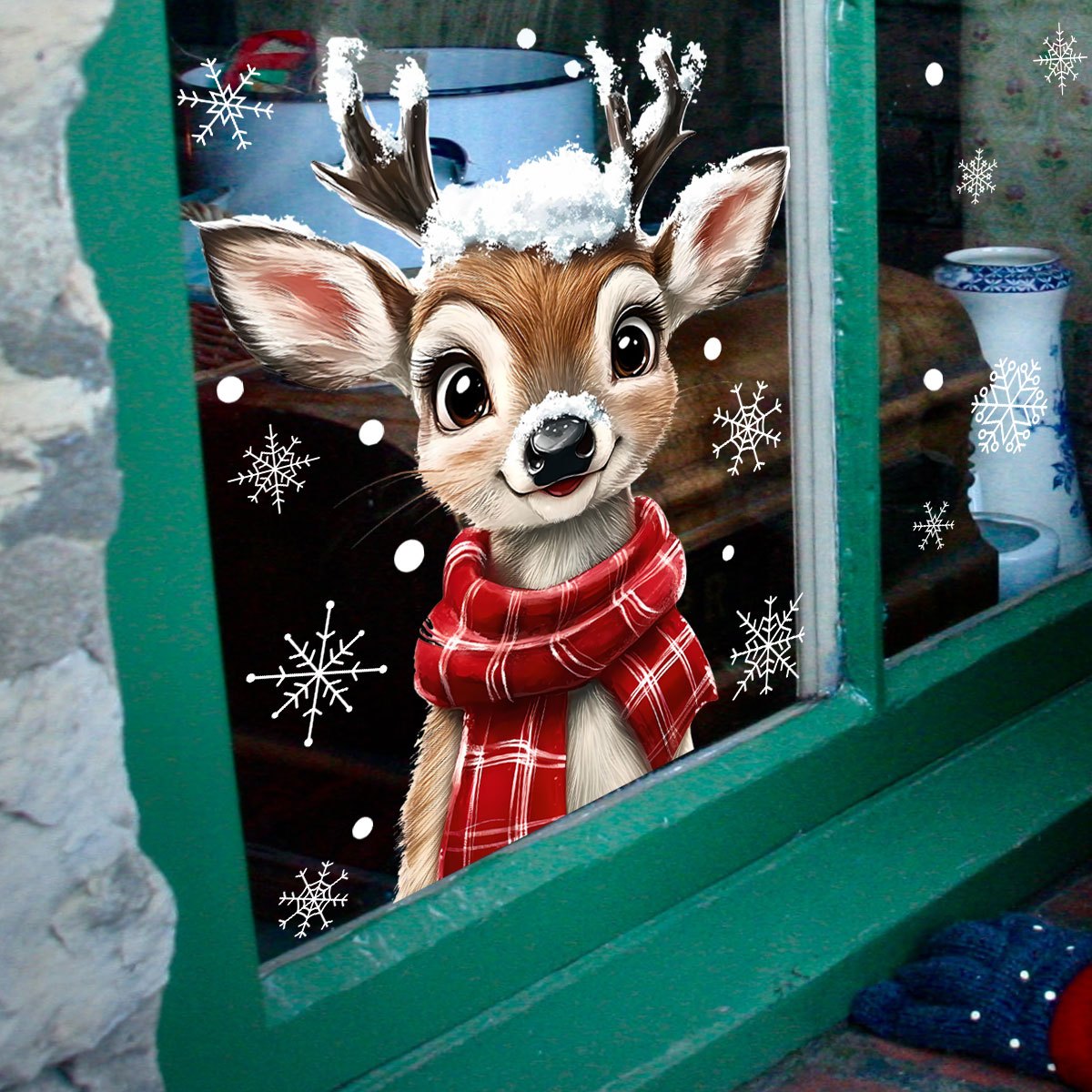 Snowflake Window Decal - 1 bufanda navideña, copo de nieve,