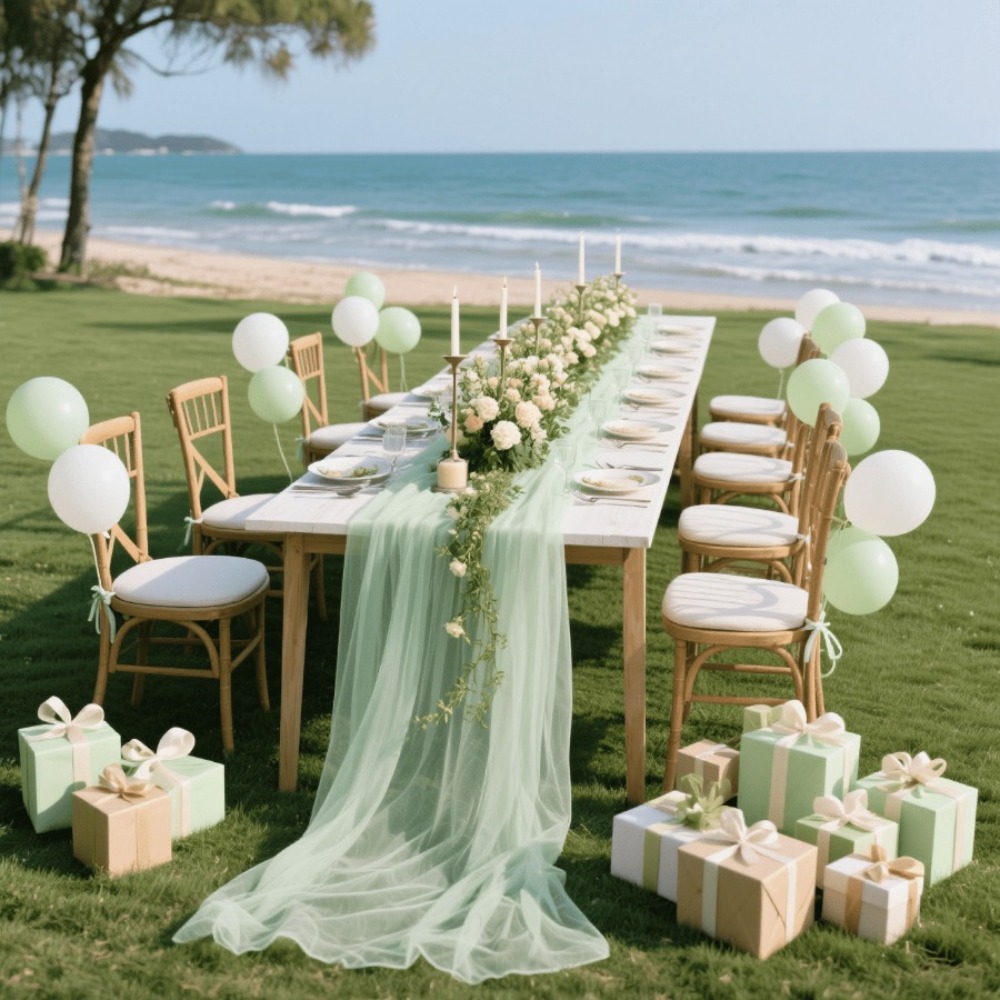 Christmas Table Runner - Camino de Mesa Transparente para Boda,