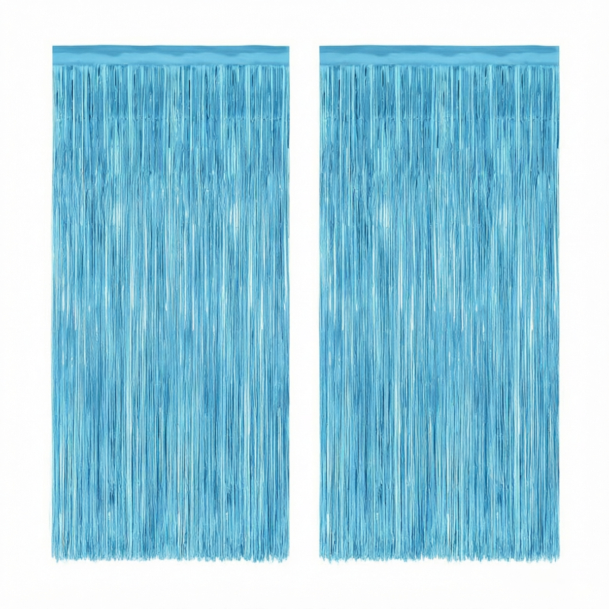 Tinsel Garland Decoration - 2 Cortinas de Flecos Metálicos Azul