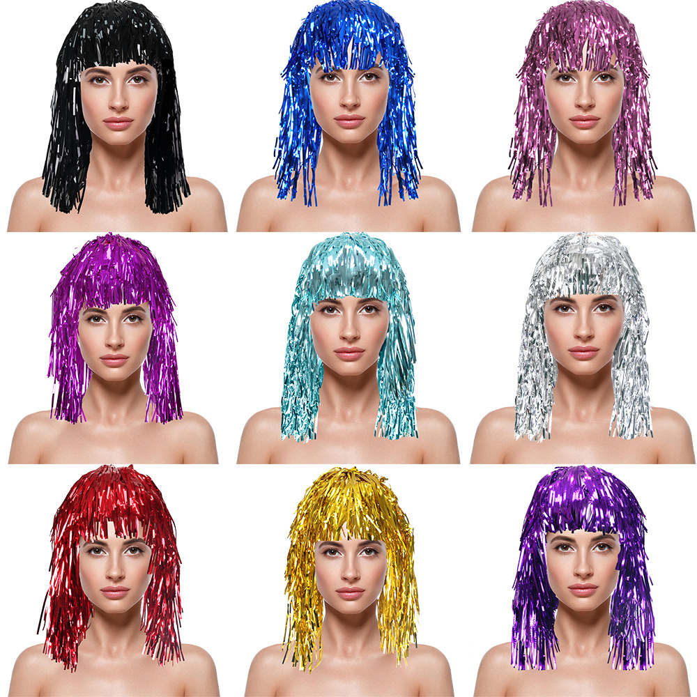 Tinsel Garland Decoration - Peluca de Cosplay Brillante con Lentejuelas