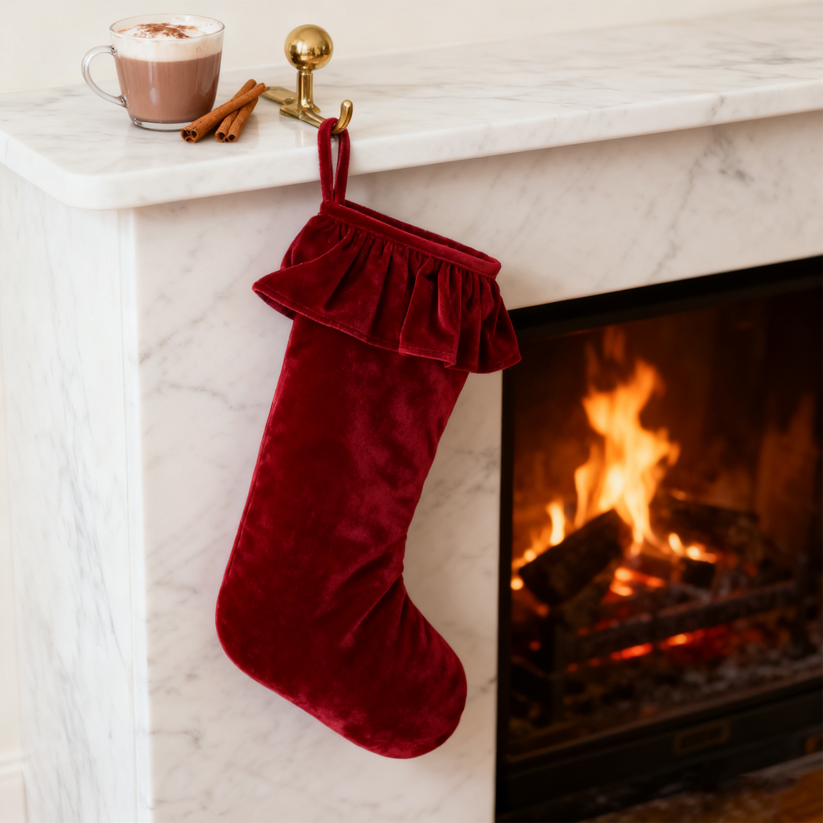 Christmas Stocking Hanging - Medias navideñas de terciopelo, bolsa de