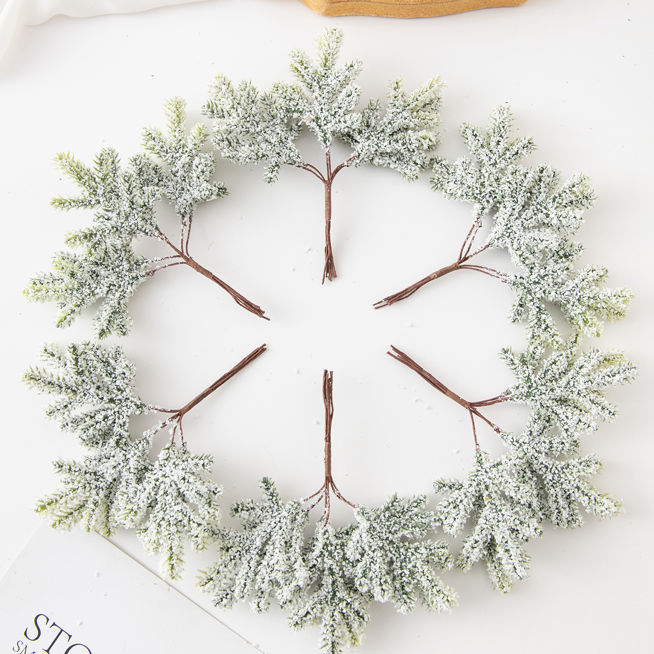 Christmas Wreath Fake - Planta Artificial de 6 piezas, Cactus