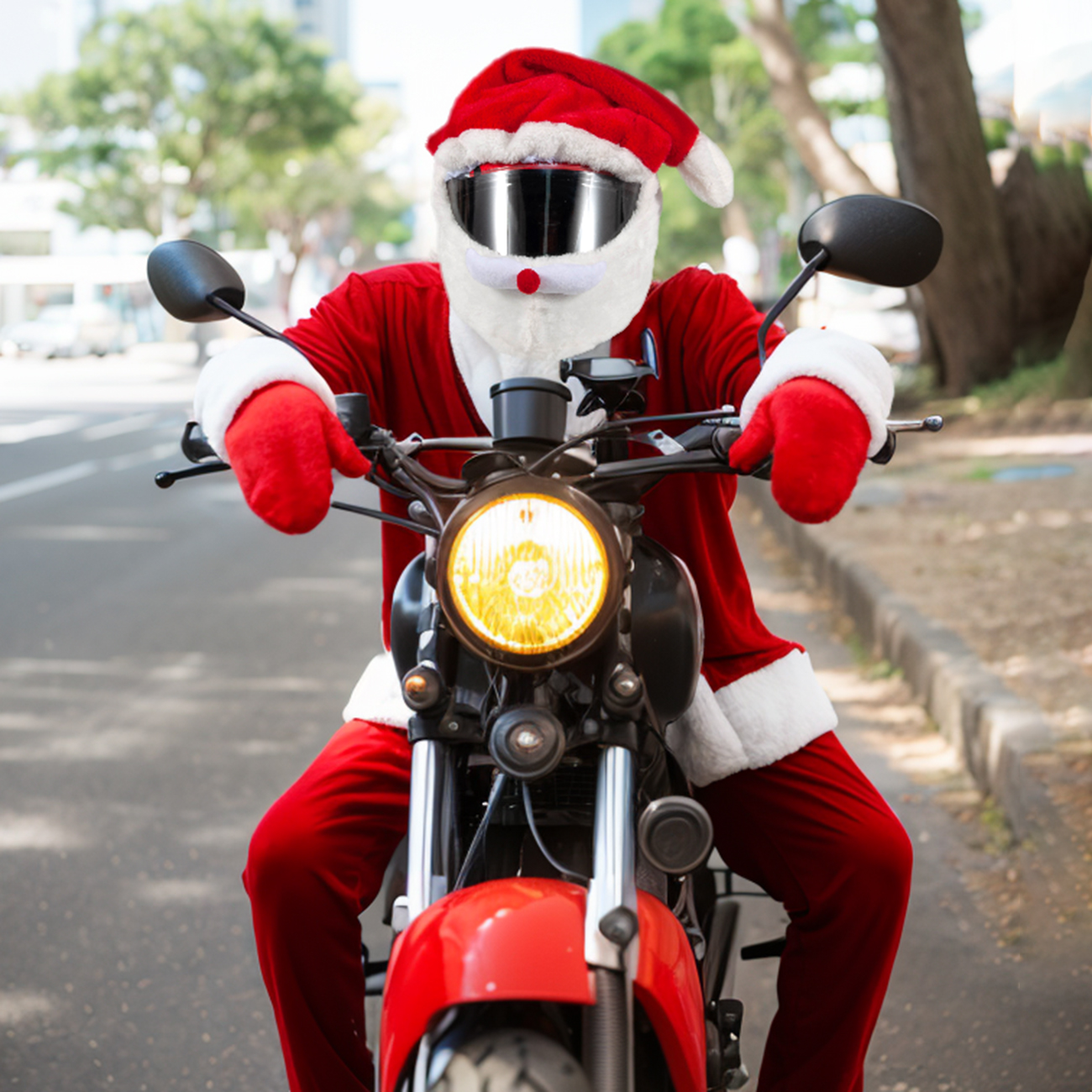 Santa Hat Plush - Casco de motocicleta cálido personalizado para