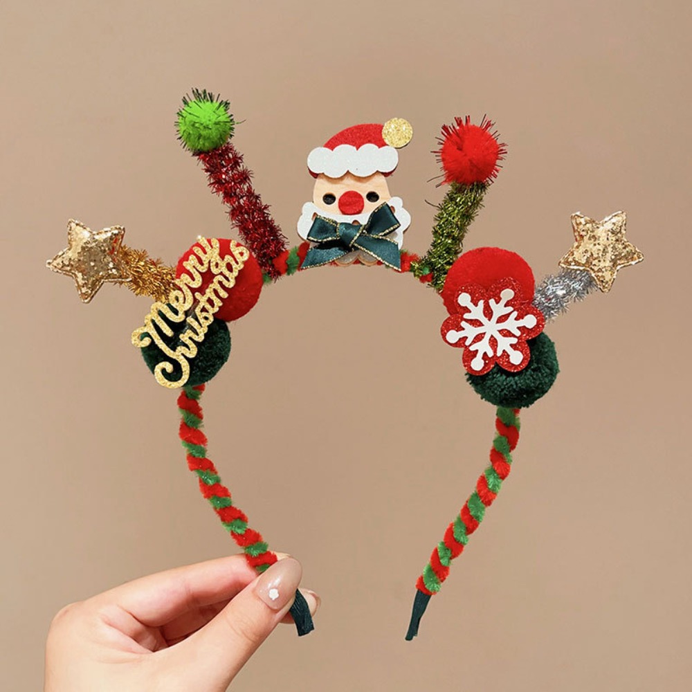 Reindeer Antlers Headband - Diadema navideña LED de felpa, aro