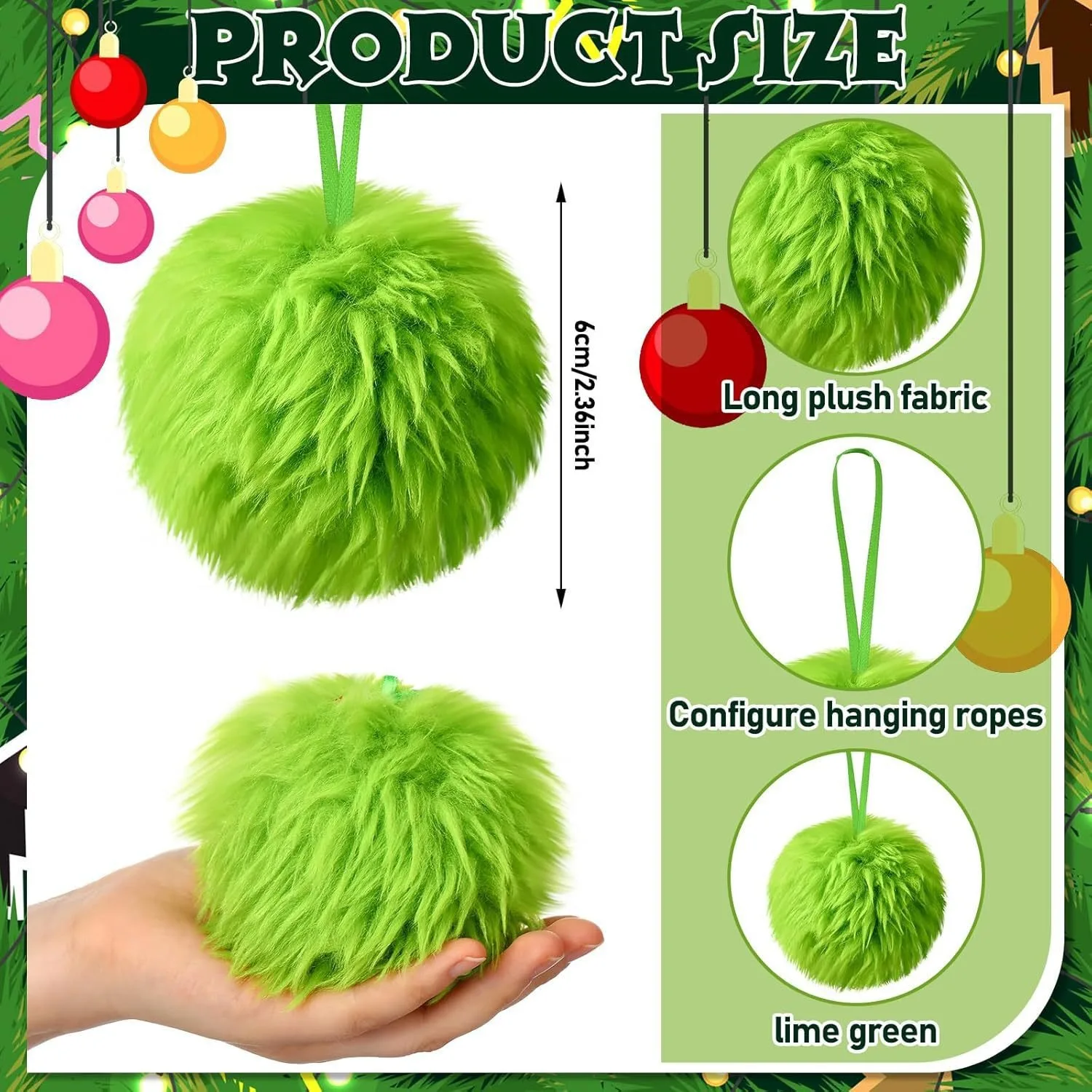 Santa Hat Plush - Navidad verde bola larga de felpa