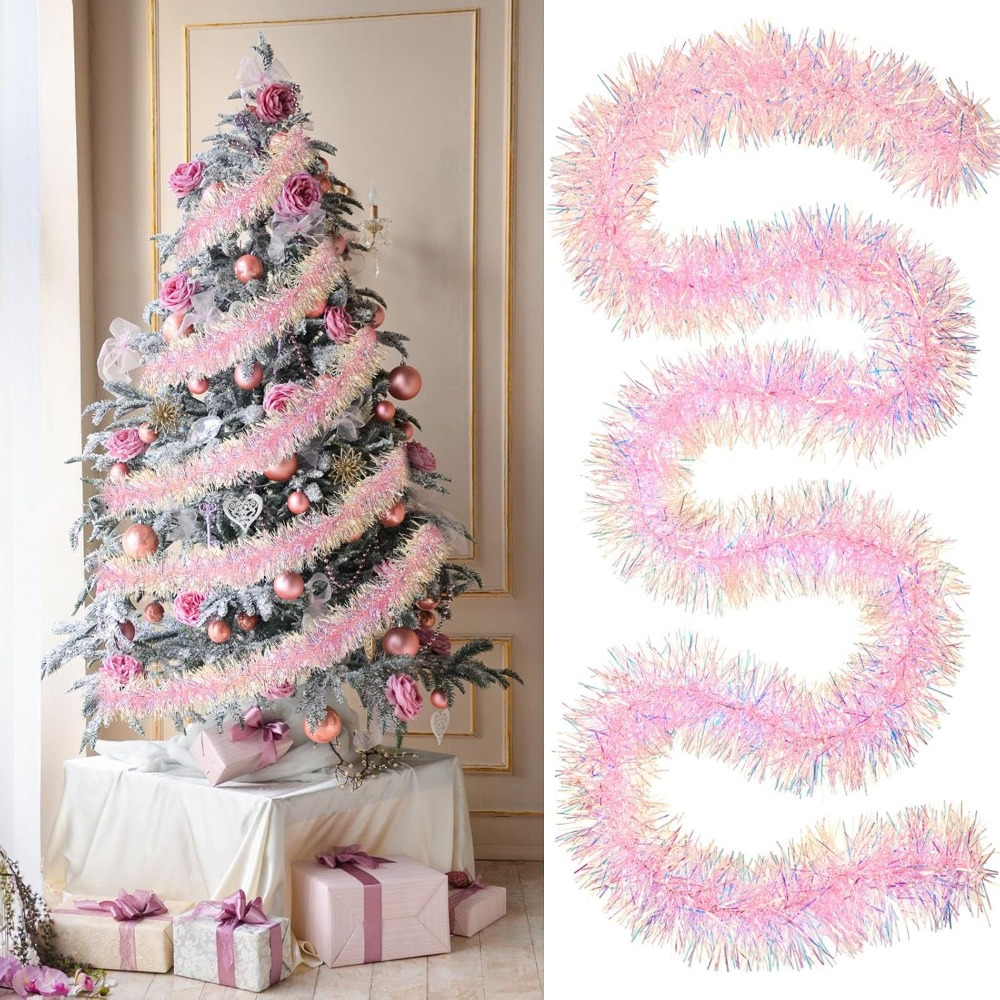 Tinsel Garland Decoration - Tira de decoración navideña de 2M/9CM,