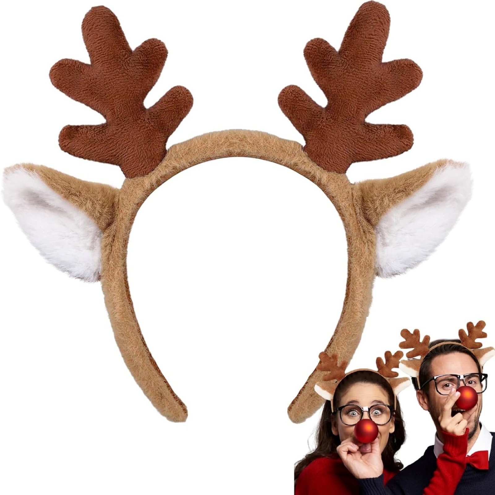 Reindeer Antlers Headband - 1 diadema navideña con astas de