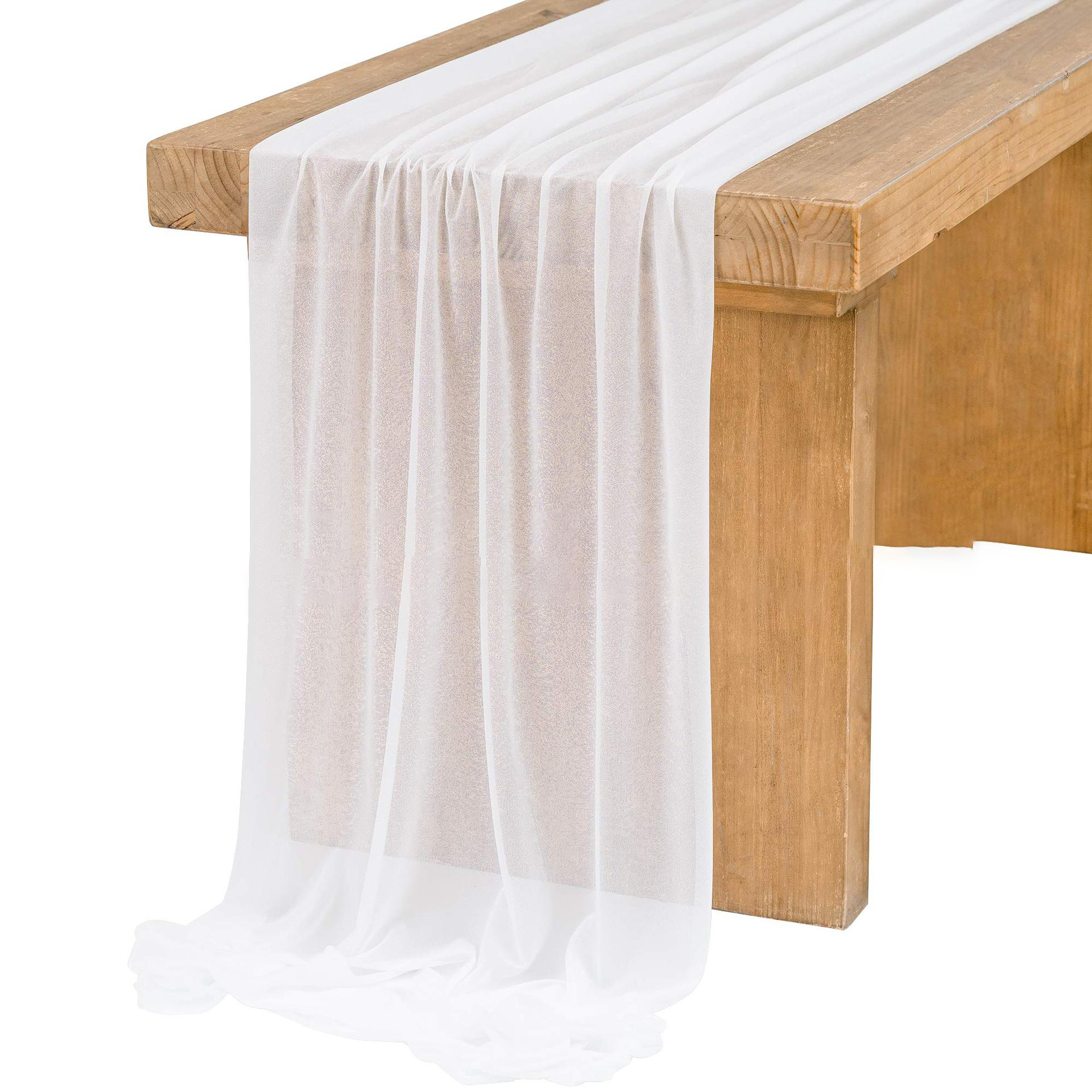 Christmas Table Runner - Camino de mesa blanco de gasa,