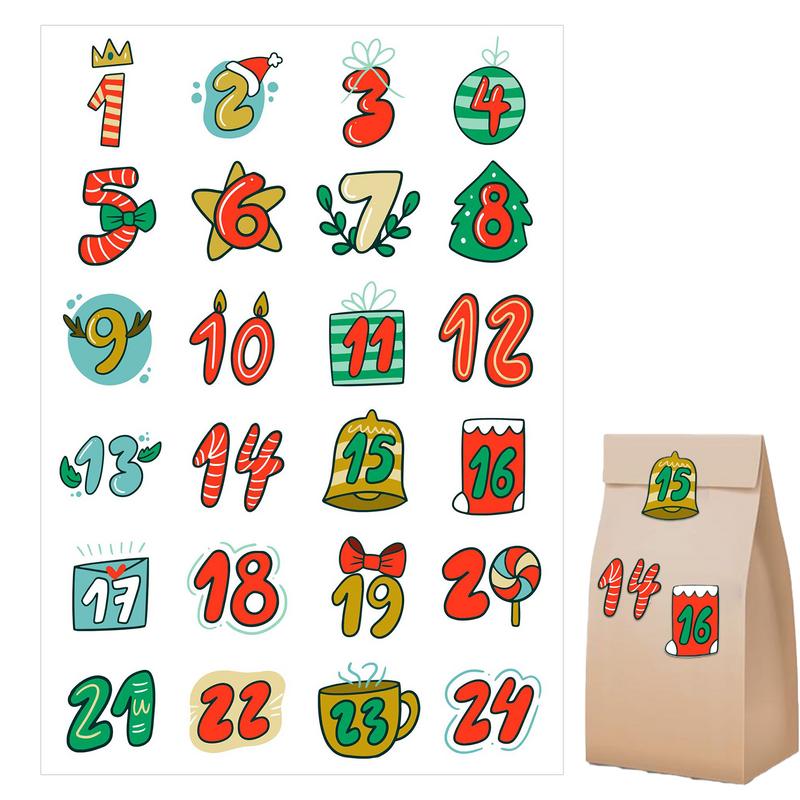 Advent Calendar Gift - Pegatinas de Feliz Navidad, calendario de