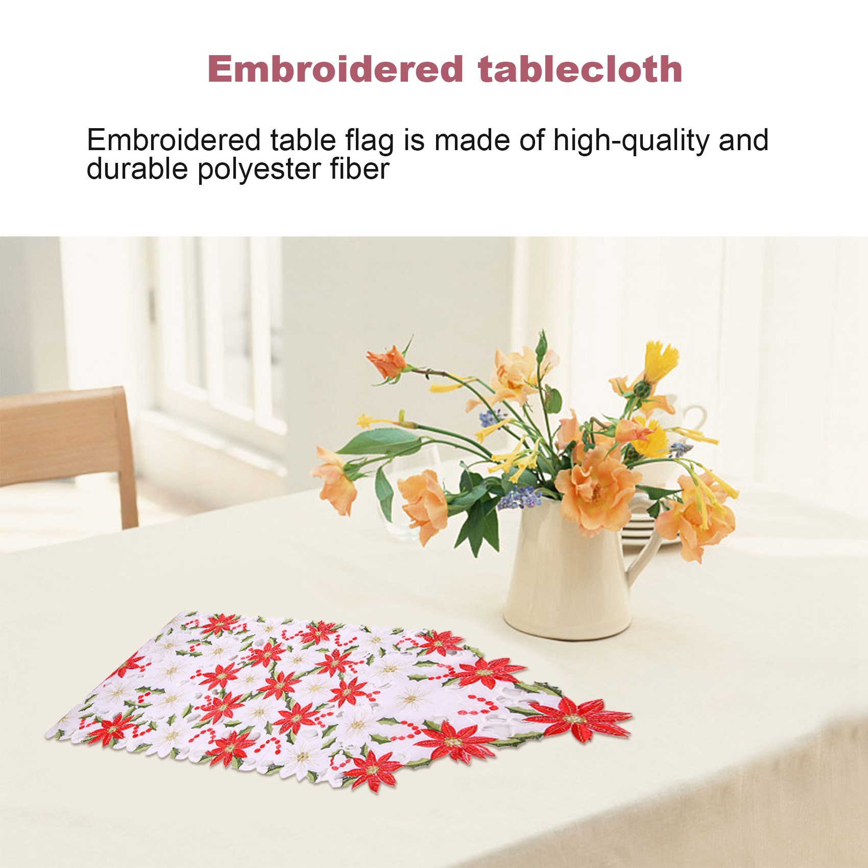 Christmas Table Runner - Camino de mesa bordado navideño, camino