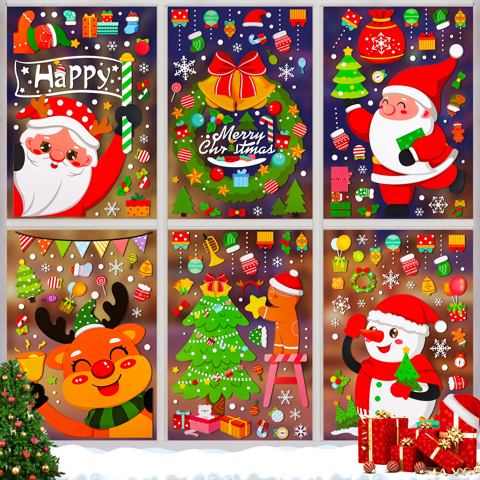 Snowflake Window Decal - Pegatinas estáticas de PVC navideñas removibles