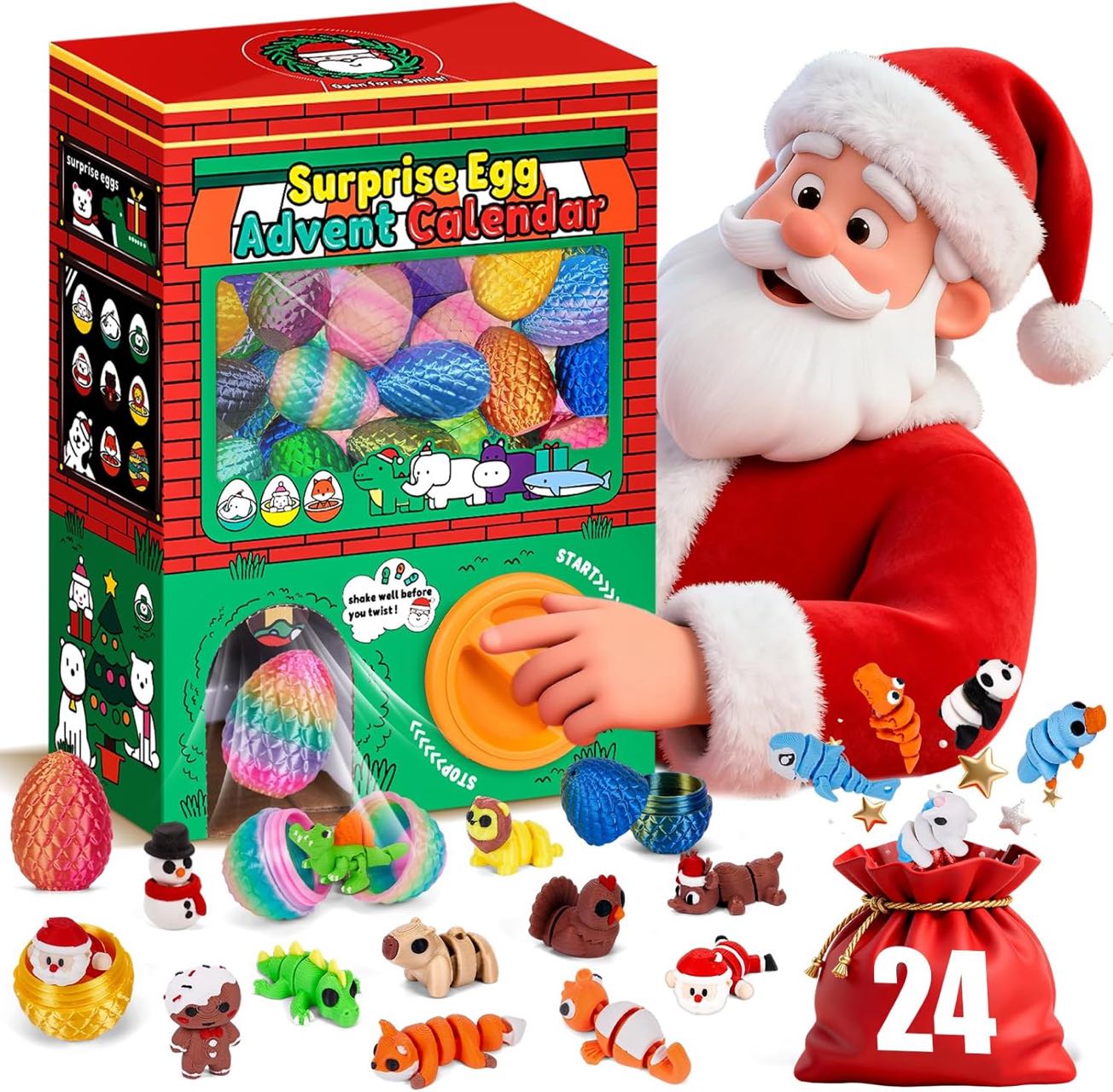 Advent Calendar Gift - Caja Sorpresa con 24 Huevos Impresos