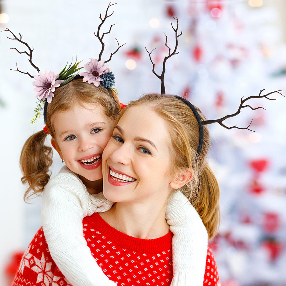 16 diademas navideñas con cuer - Reindeer Antlers Headband reseña y precio