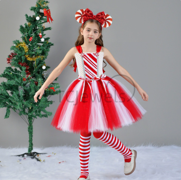 Vestido tutú de bastón de cara - Elf Costume Christmas reseña y precio