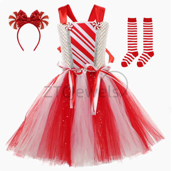Vestido tutú de bastón de cara - Elf Costume Christmas reseña y precio