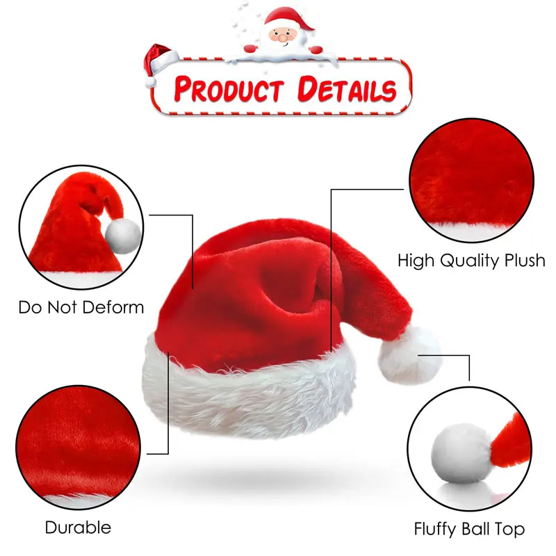 kkjoy Gorro de Papá Noel Rojo  - Santa Hat Plush reseña y precio