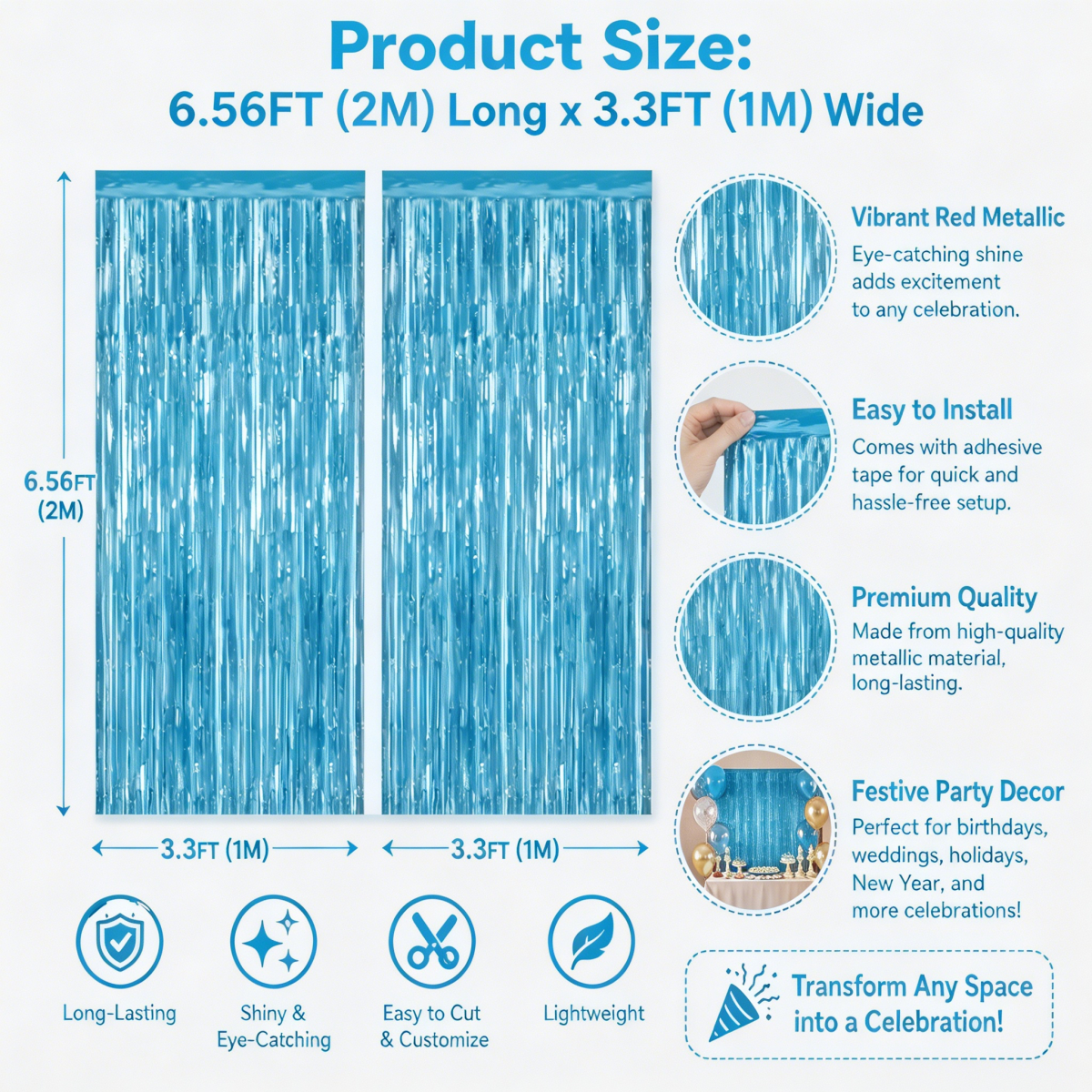2 Cortinas de Flecos Metálicos - Tinsel Garland Decoration reseña y precio