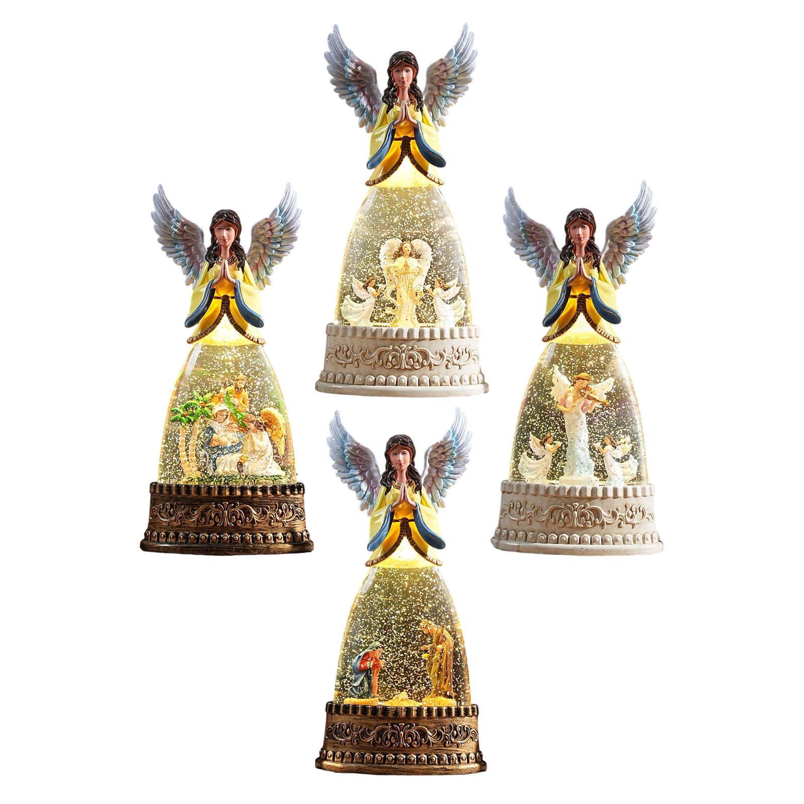 Estatuilla de ángel iluminada, - Snow Globe Musical reseña y precio