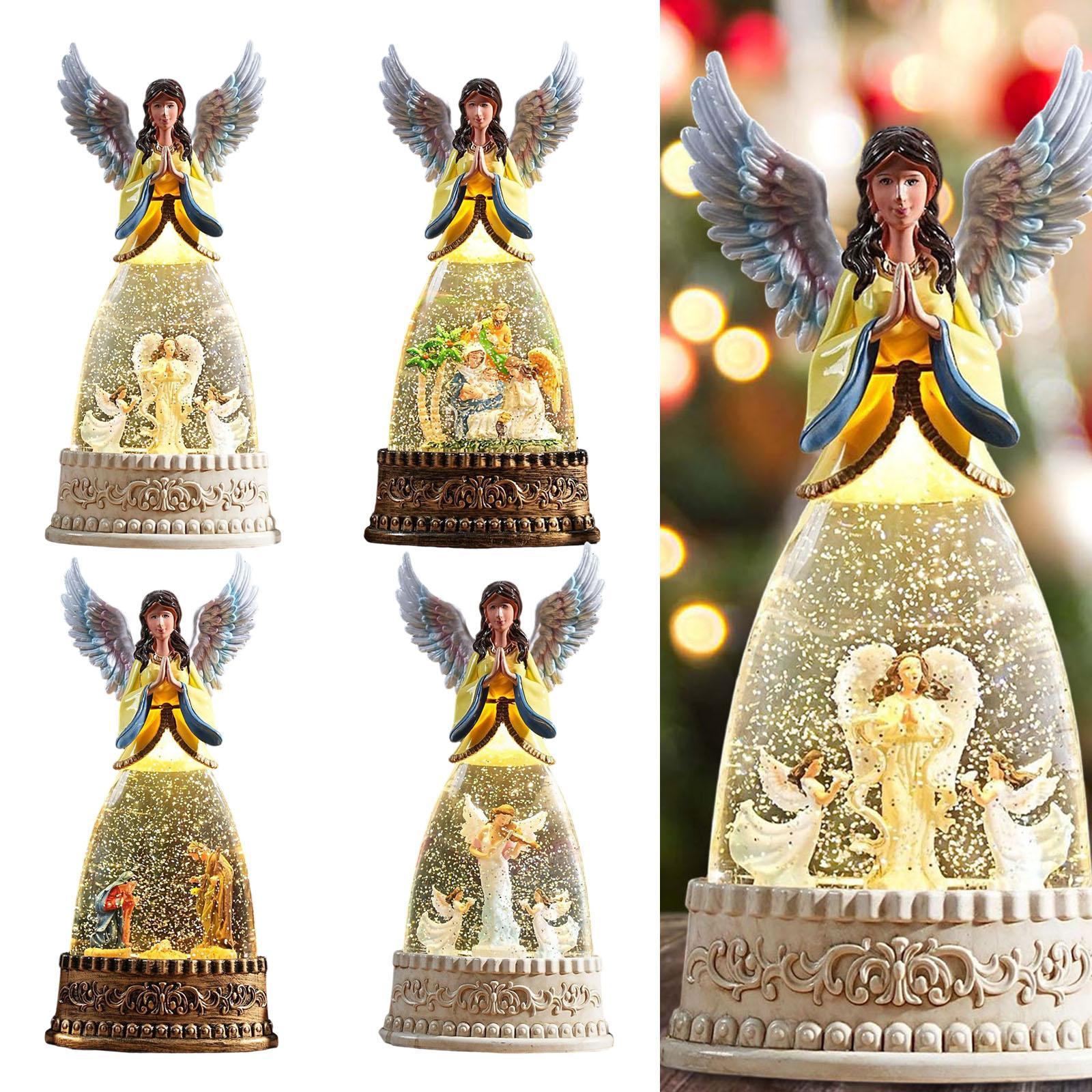 Estatuilla de ángel iluminada, - Snow Globe Musical reseña y precio