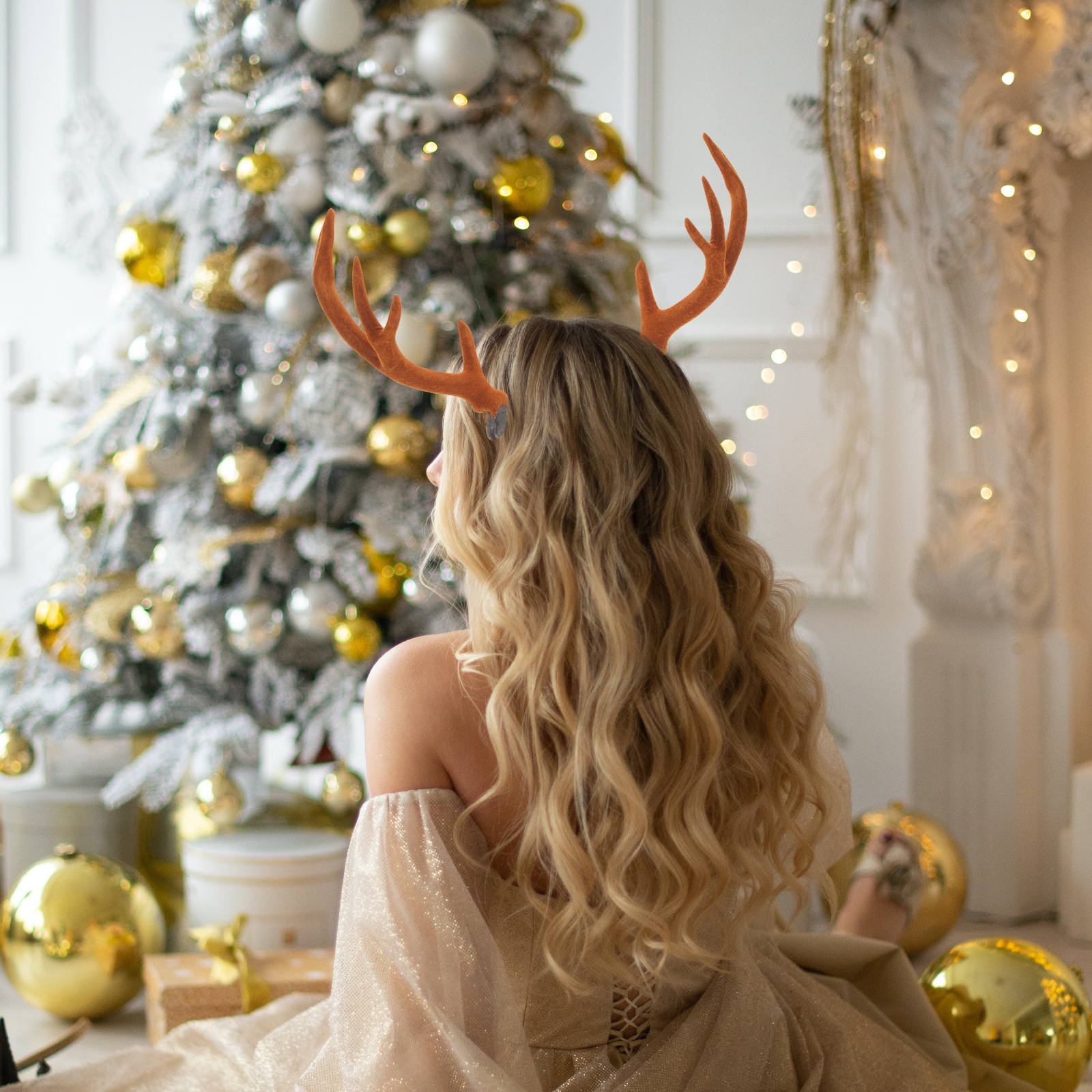 Diadema simulada con astas de  - Reindeer Antlers Headband reseña y precio