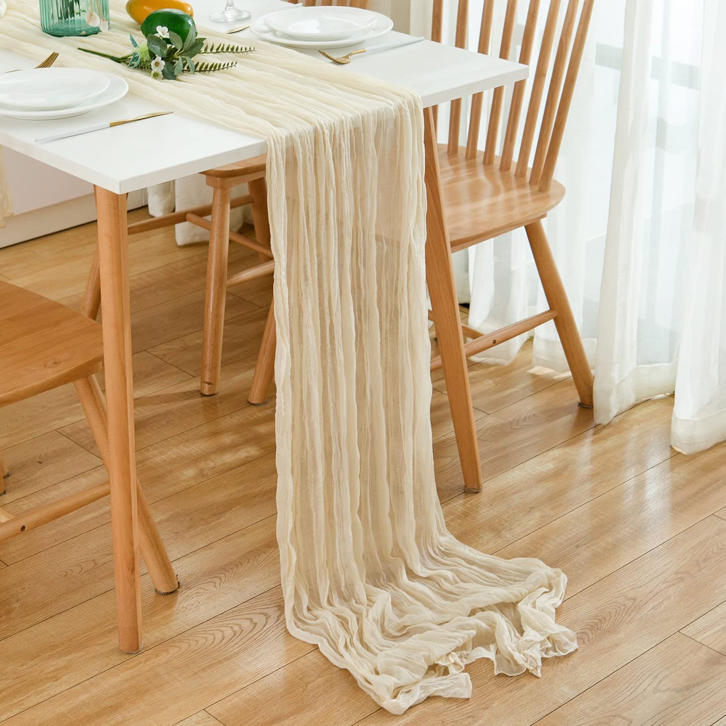 Camino de mesa de gasa arrugad - Christmas Table Runner reseña y precio
