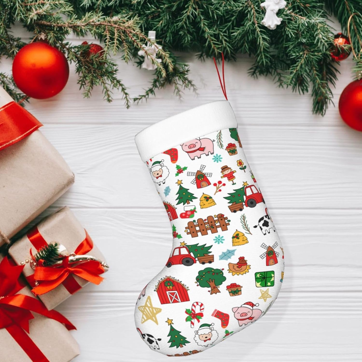 Medias navideñas de animales d - Christmas Stocking Hanging reseña y precio