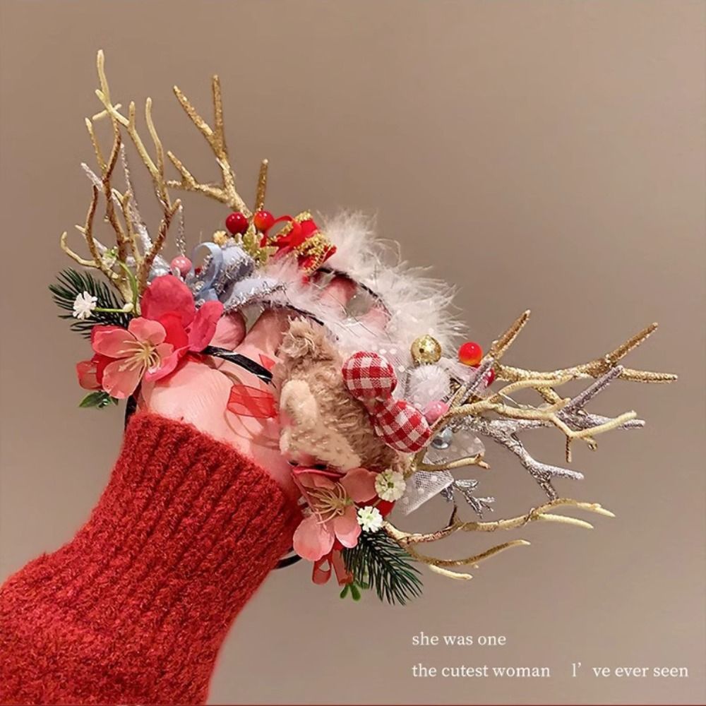 Diadema navideña LED de felpa, - Reindeer Antlers Headband reseña y precio