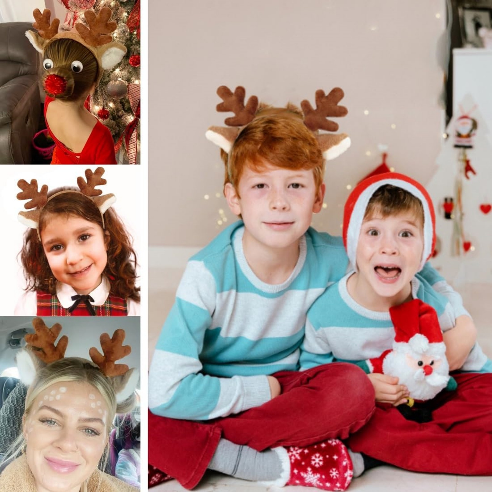 1 diadema navideña con astas d - Reindeer Antlers Headband reseña y precio