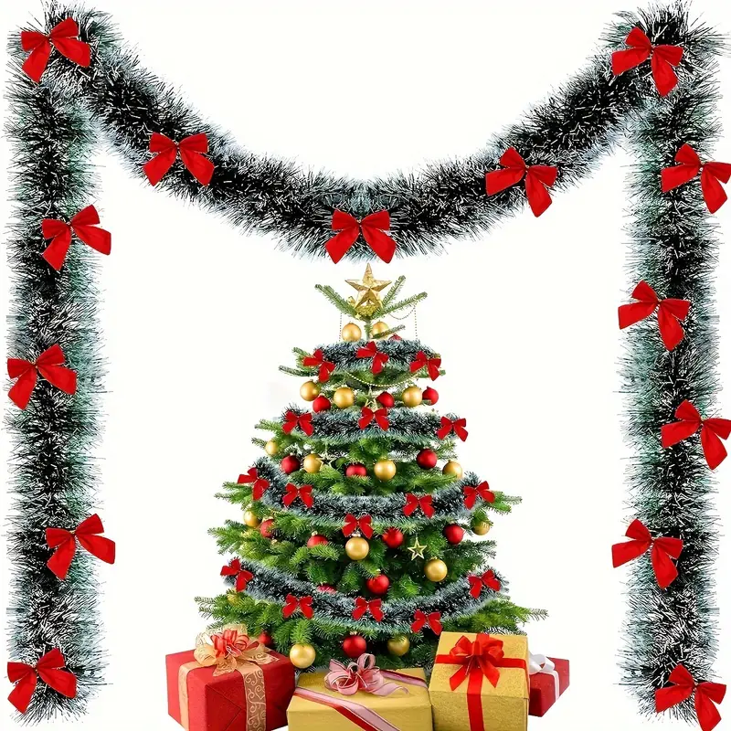 Cintas de oropel con lazo de N - Tinsel Garland Decoration reseña y precio