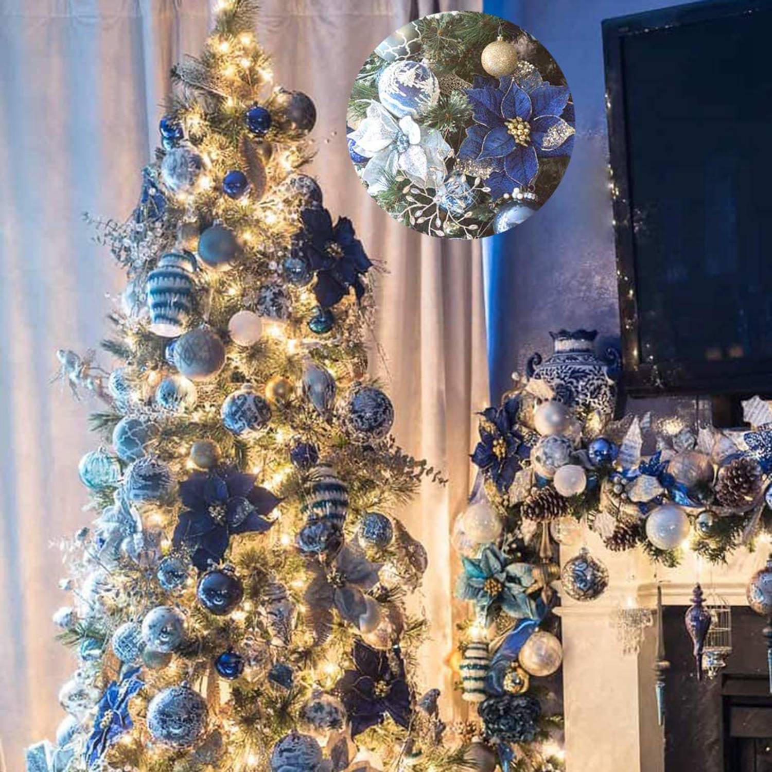 20 piezas con purpurina para á - Christmas Wreath Fake reseña y precio