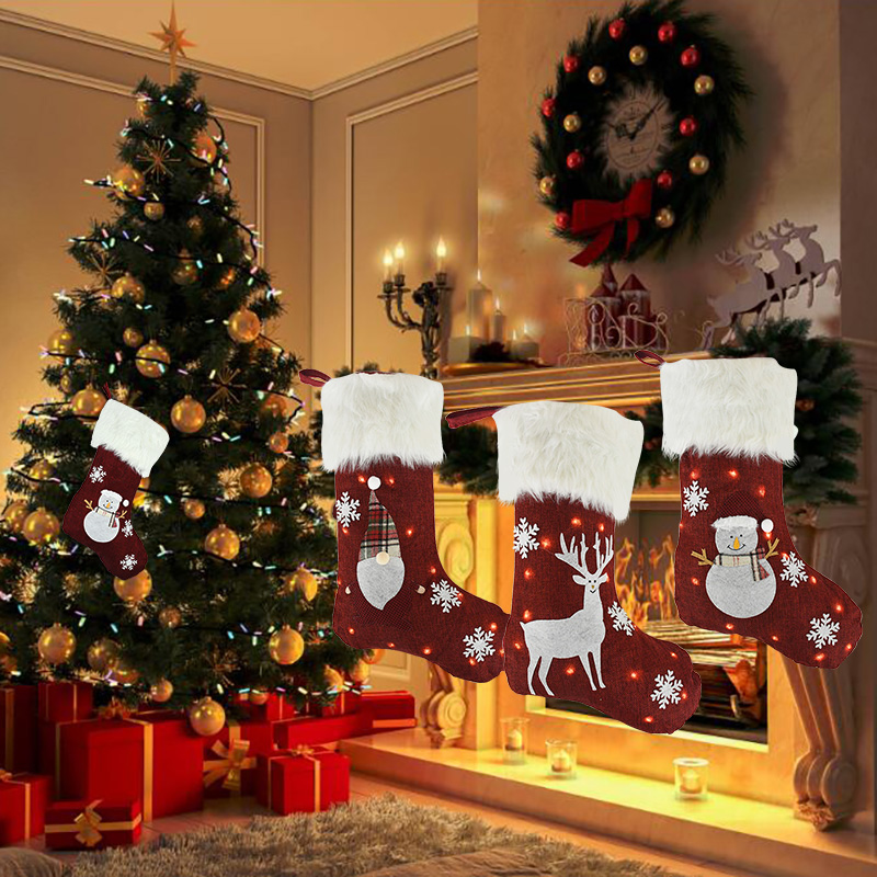 Calcetines navideños con luces - Christmas Stocking Hanging reseña y precio