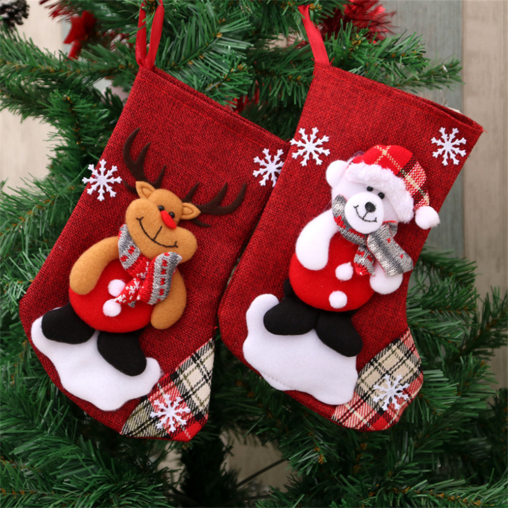 Medias navideñas de lino, bols - Christmas Stocking Hanging reseña y precio