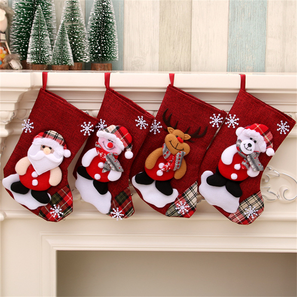 Medias navideñas de lino, bols - Christmas Stocking Hanging reseña y precio