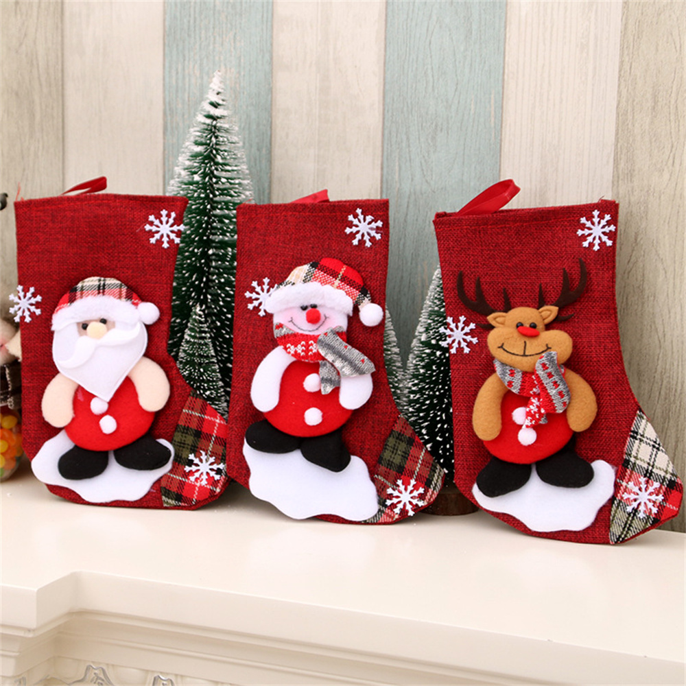 Medias navideñas de lino, bols - Christmas Stocking Hanging reseña y precio