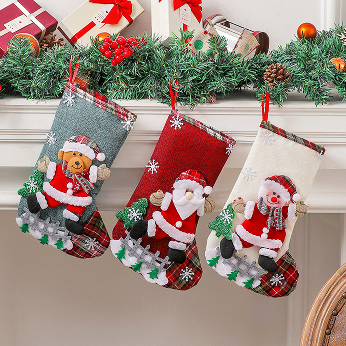 Medias navideñas bonitas y gra - Christmas Stocking Hanging reseña y precio