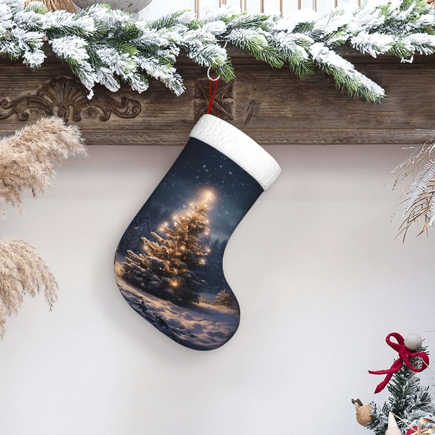 Medias de regalo de nieve para - Christmas Stocking Hanging reseña y precio