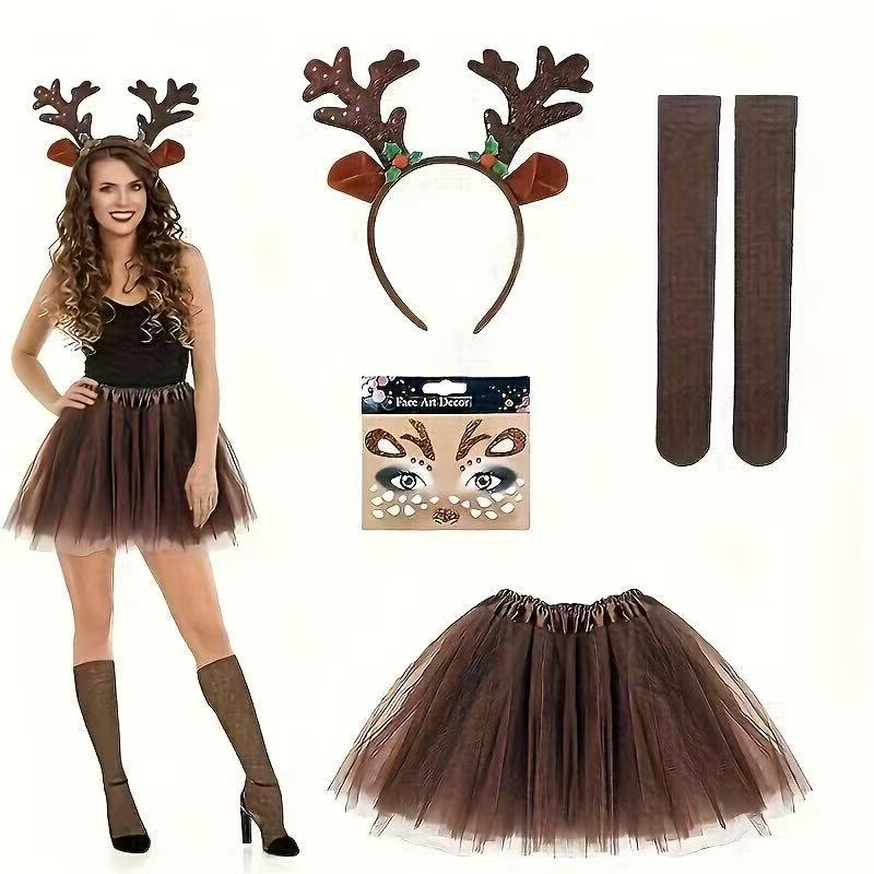 Conjunto de Disfraz de Reno, D - Reindeer Antlers Headband reseña y precio