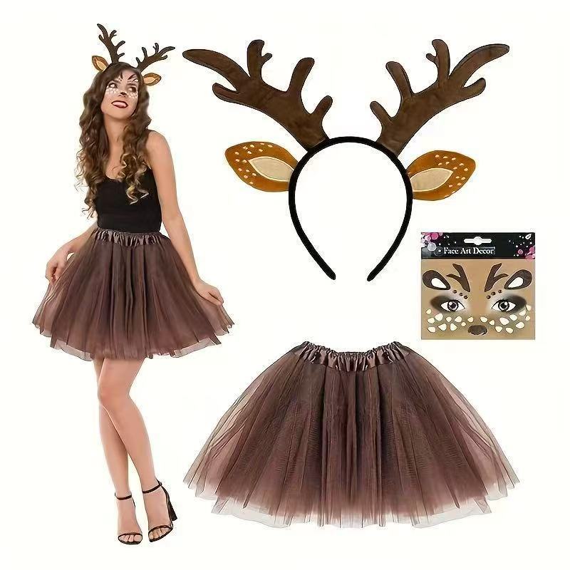 Conjunto de Disfraz de Reno, D - Reindeer Antlers Headband reseña y precio