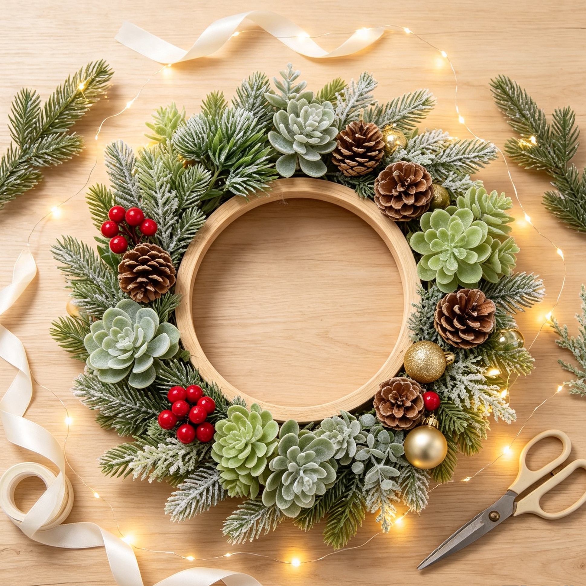 Flores de seda para álbumes de - Christmas Wreath Fake reseña y precio