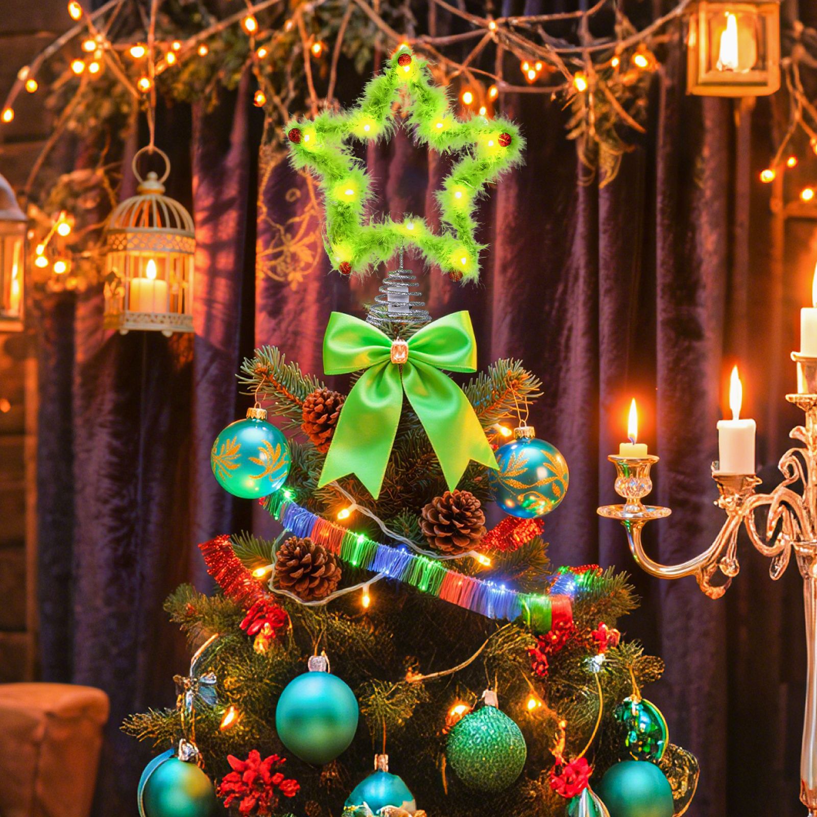 Navidad peluda Grinch estrella - Star Tree Topper reseña y precio