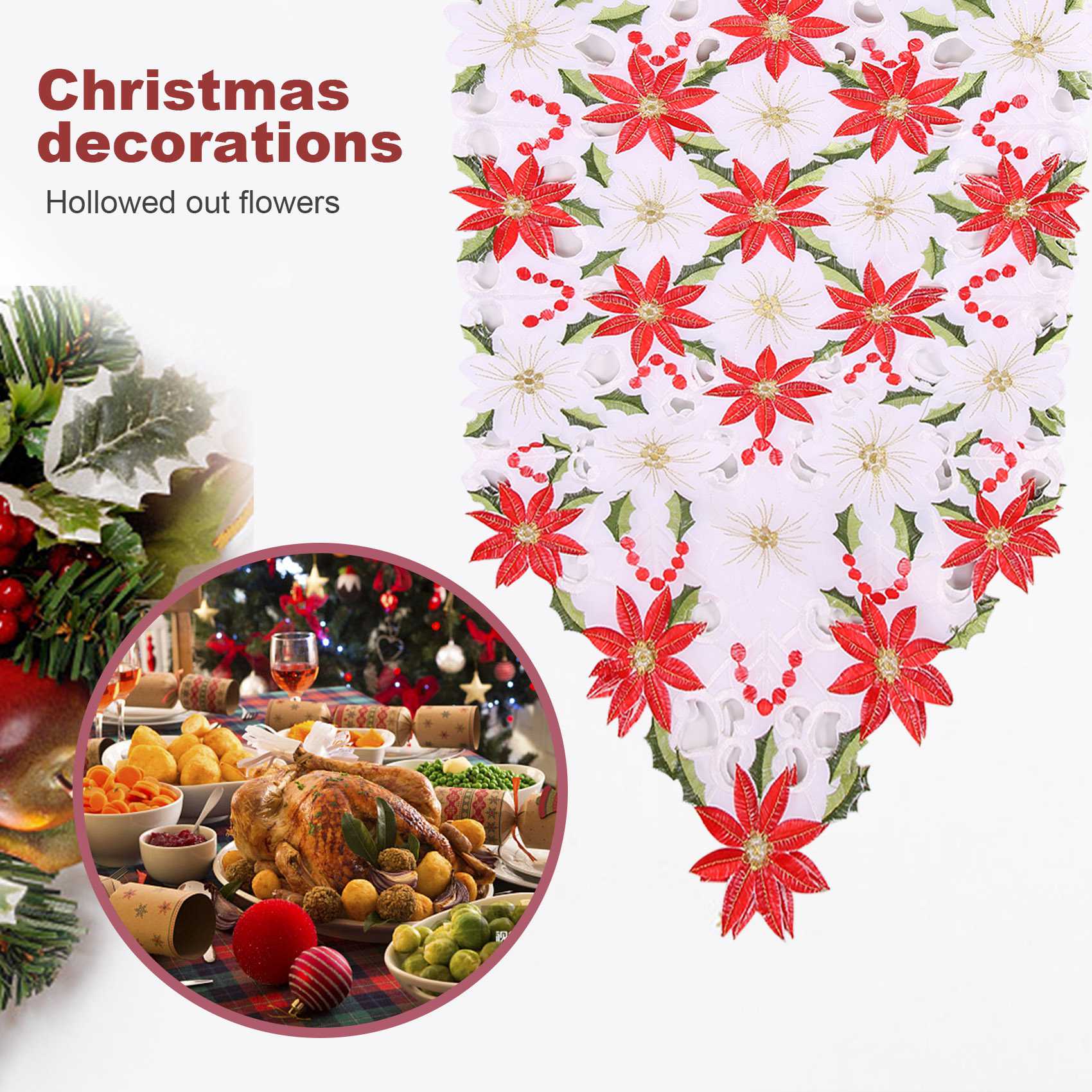 Camino de mesa bordado navideñ - Christmas Table Runner reseña y precio