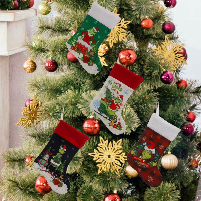 Calcetín navideño Grinch calce - Christmas Stocking Hanging reseña y precio